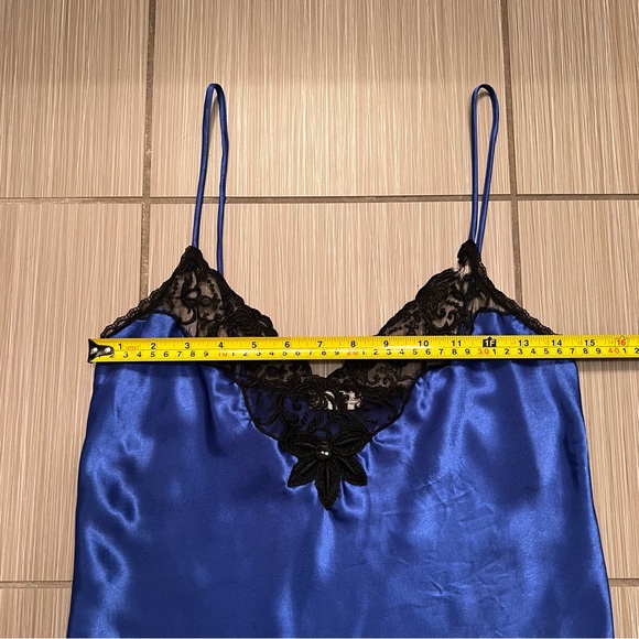 Vintage Christian Dior Cami NWT deadstock blue black lace floral flower XS - Picture 11 of 13